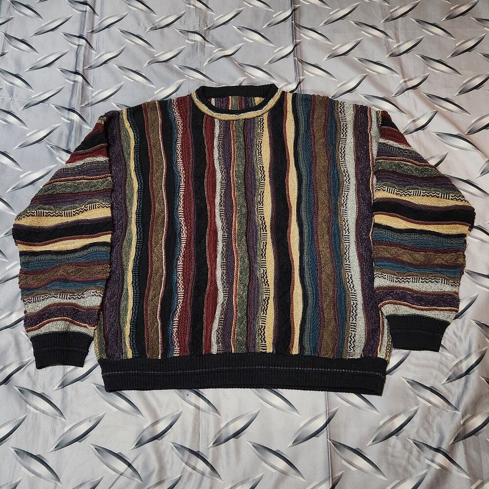 VTG Coogi-Style Sweater Textured Knit Grandpa Cosby Size XL/2XL